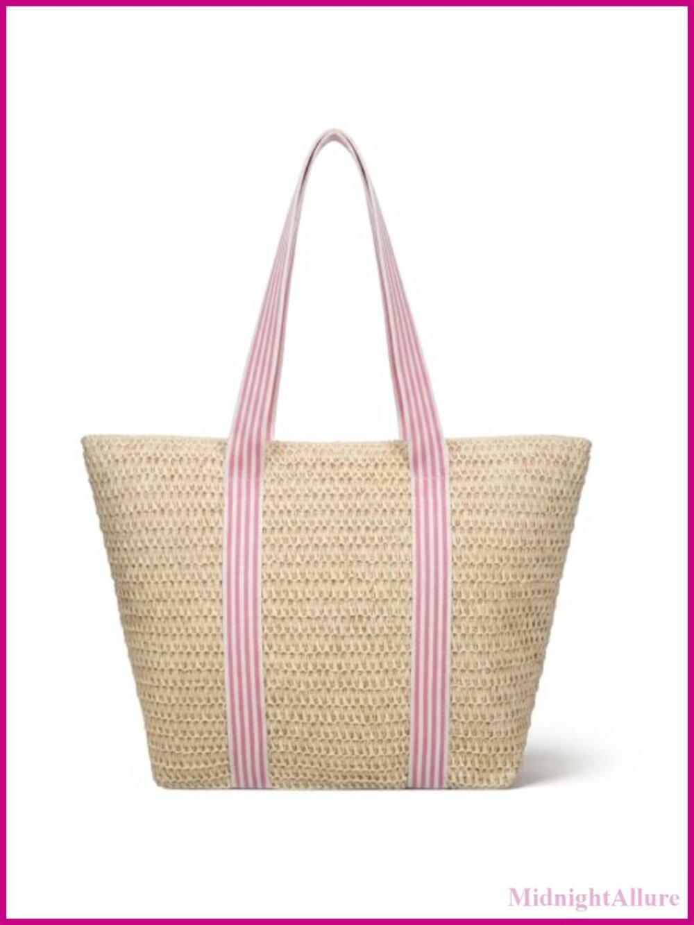 Woven Straw Beach Tote Bag Large Boho Shoulder Handbag Zip Travel